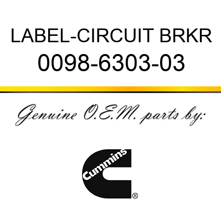 LABEL-CIRCUIT BRKR 0098-6303-03